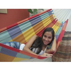 H&auml;ngmatta i rutigt tyg fr&aring;n Brasilien