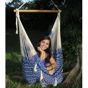 Hängstol, naturvit och blå av nät