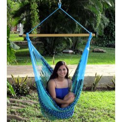 Mexikansk h&auml;ngmattsstol - Bl&aring;, Turkos, Gr&ouml;n i N&auml;t