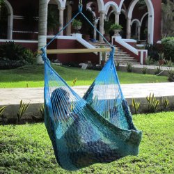 Mexikansk h&auml;ngmattsstol - Bl&aring;, Turkos, Gr&ouml;n i N&auml;t